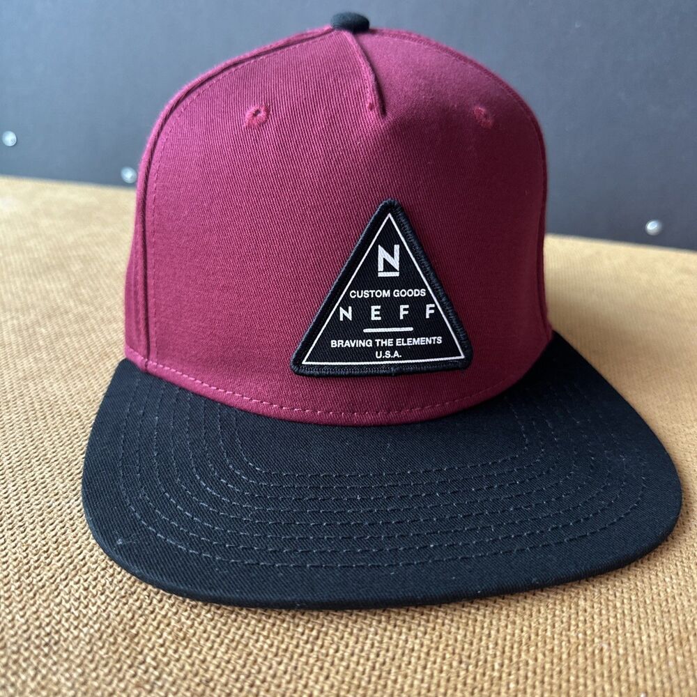 NEFF Custom Goods Braving Elements Red Black Snapback Hat Cap Excellent Condtion